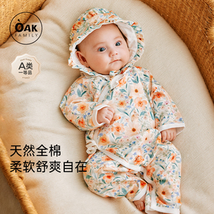 Oak 全棉爬服新生儿周岁0 连体衣长袖 12月 Family春秋女宝宝和式
