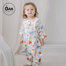Family婴儿夏季 Oak 睡袋竹棉纱布睡带儿童防踢被睡衣可拆卸袖 口