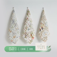 3 квадратных полотенца в подарочной упаковке [Pear Fruit Manor/Dream Paradise/Flower Fairy] 6 слоев чистого хлопка (28*28 см)