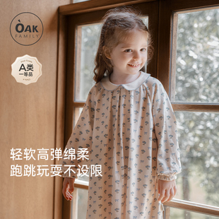 女童长袖 新品 连衣裙娃娃领荷叶边宝宝公主裙礼裙 Family秋季 Oak