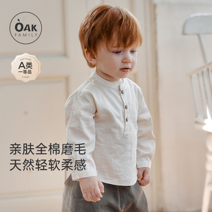 立领上衣男女宝宝全棉磨毛T恤衬衫 Oak 儿童长袖 新品 Family秋季