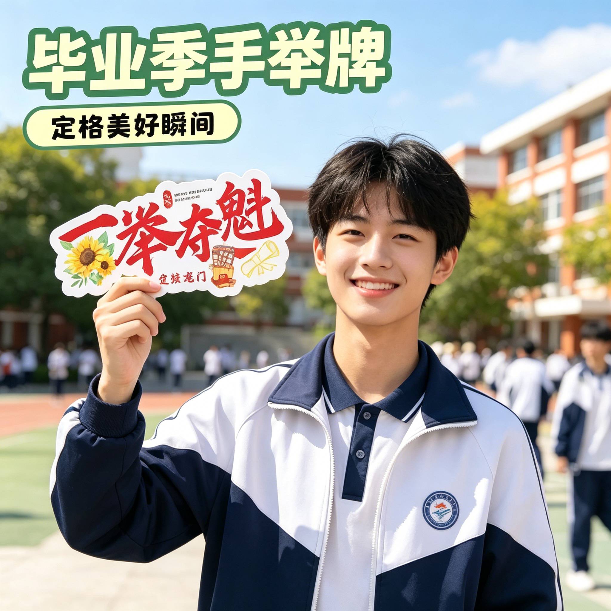 高考花束卡片diy材料祝福逢考必胜毕业季手举牌高考金榜题名卡片