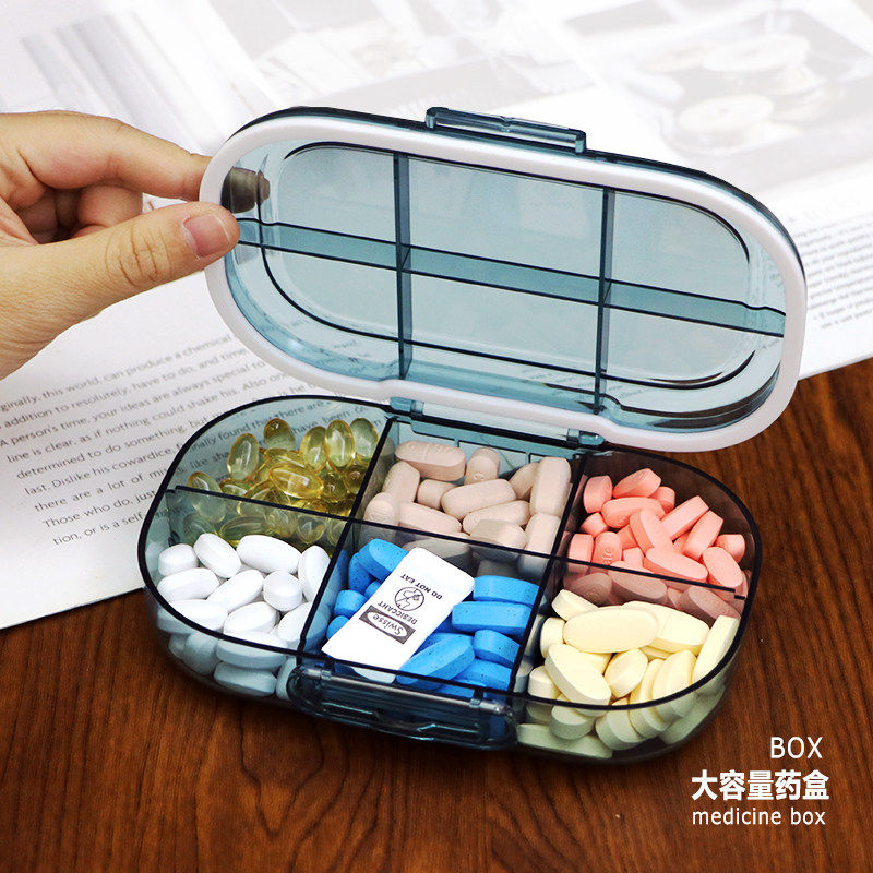 药盒大容量六格保健品药物分装密封大号可携式一周七天随身药盒子