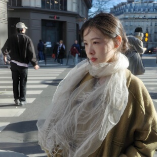 【旅游出片神器】配大衣的围巾薄纱丝巾韩系氛围感拍照出片小道具