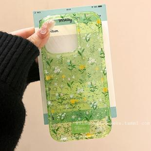 14少女心13小众14promax创意16pro硅胶15全包 ins韩系春天小清新碎花适用苹果iPhone16ProMax手机壳闪粉15新款