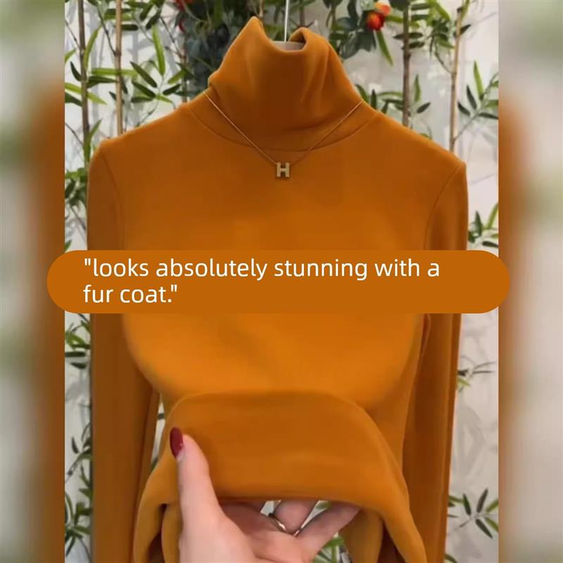 高级感双面澳绒堆堆领打底衫女时尚百搭内搭加绒保暖高领纯色上衣