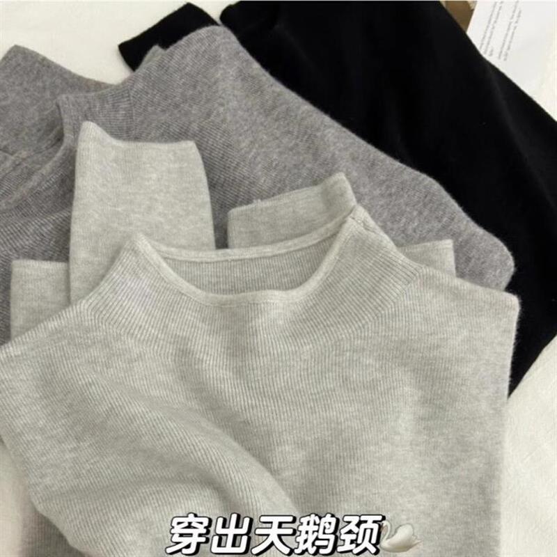 春季2025软糯小立领毛衣女正肩修身内搭半高领针织打底衫冬装上衣