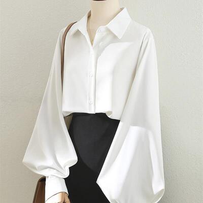 春季长袖高质量衬衫法式上衣秋冬设计感小众白色打底衬衣内搭女装