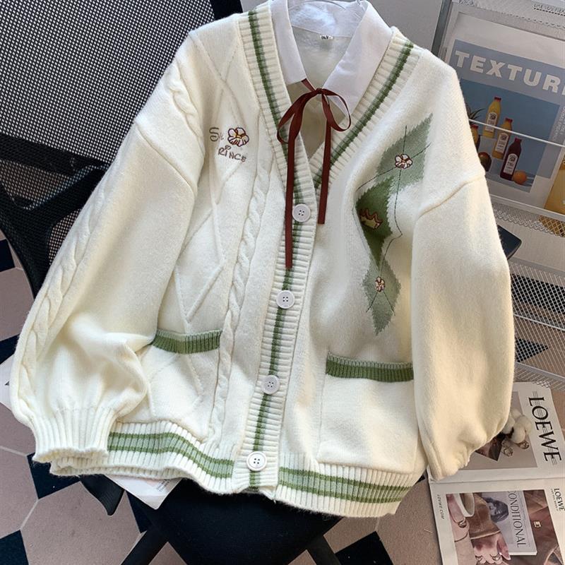 韩系毛衣针织开衫外套女秋冬2025新款学生宽松慵懒设计感甜美上衣