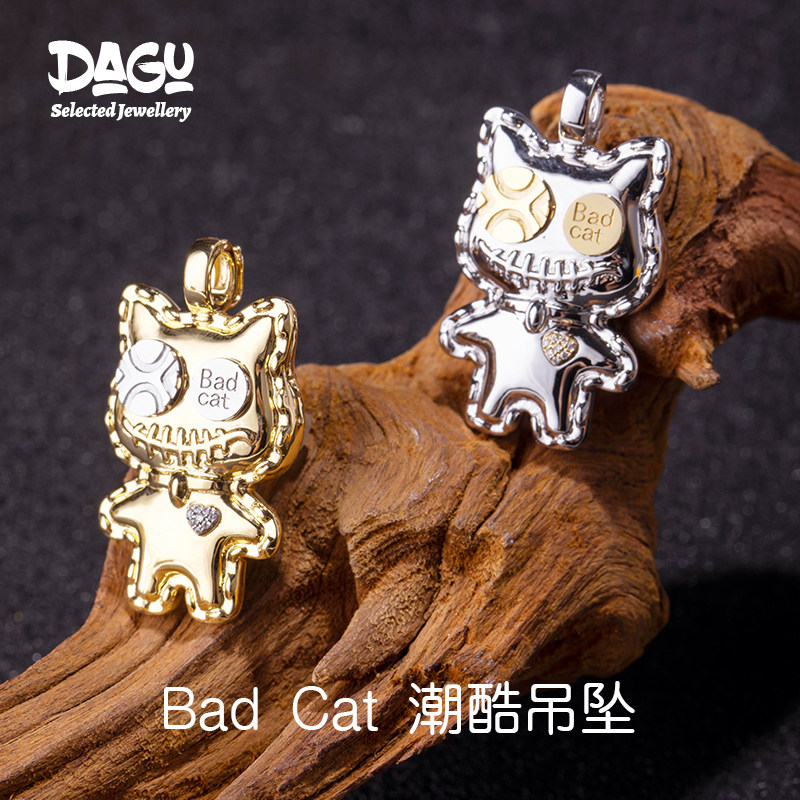 高级感轻奢项链坠子18K金猫咪款百搭吊坠招财猫小众气质女款吊坠