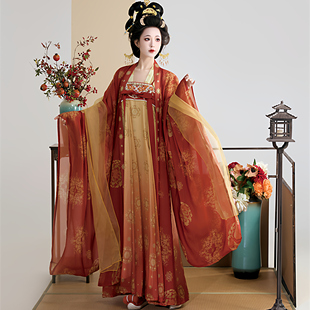 醉时阁【盛唐】原创汉服唐制齐胸破裙大袖衫仙气唐风复原四件套