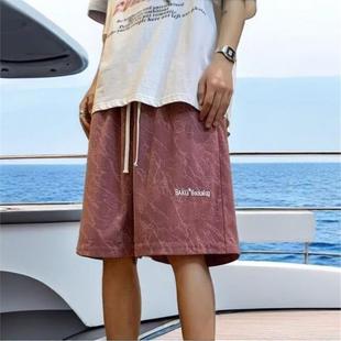 短裤 美式 休闲百搭宽松高颜值垂坠感运动感五分裤 复古潮牌夏季 薄款