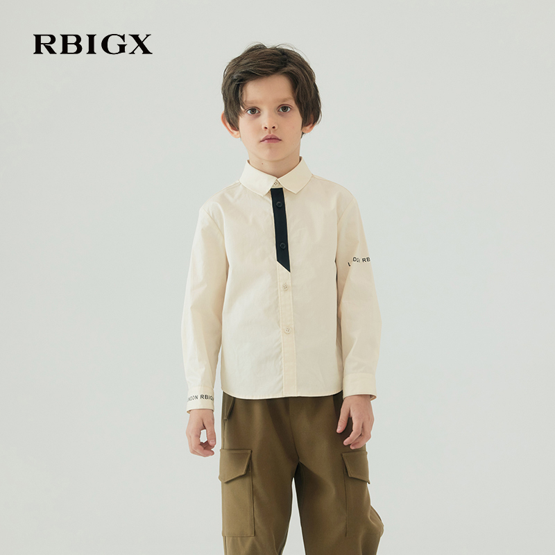 RBIGX瑞比克童装秋季新款男童帅气百搭休闲门襟撞色衬衫