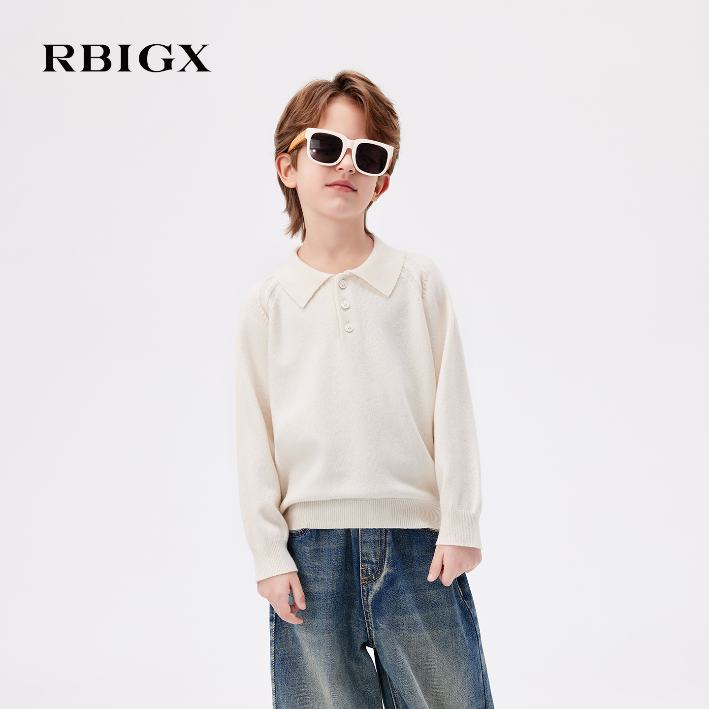 【商场同款】RBIGX瑞比克童装2025秋季新款羊毛平纹衬衫扣针织衫