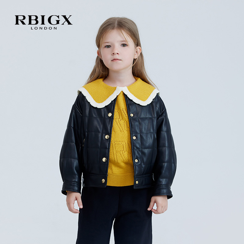 RBIGX瑞比克童装秋季新款女童设计感毛衫百搭水手领套头针织衫