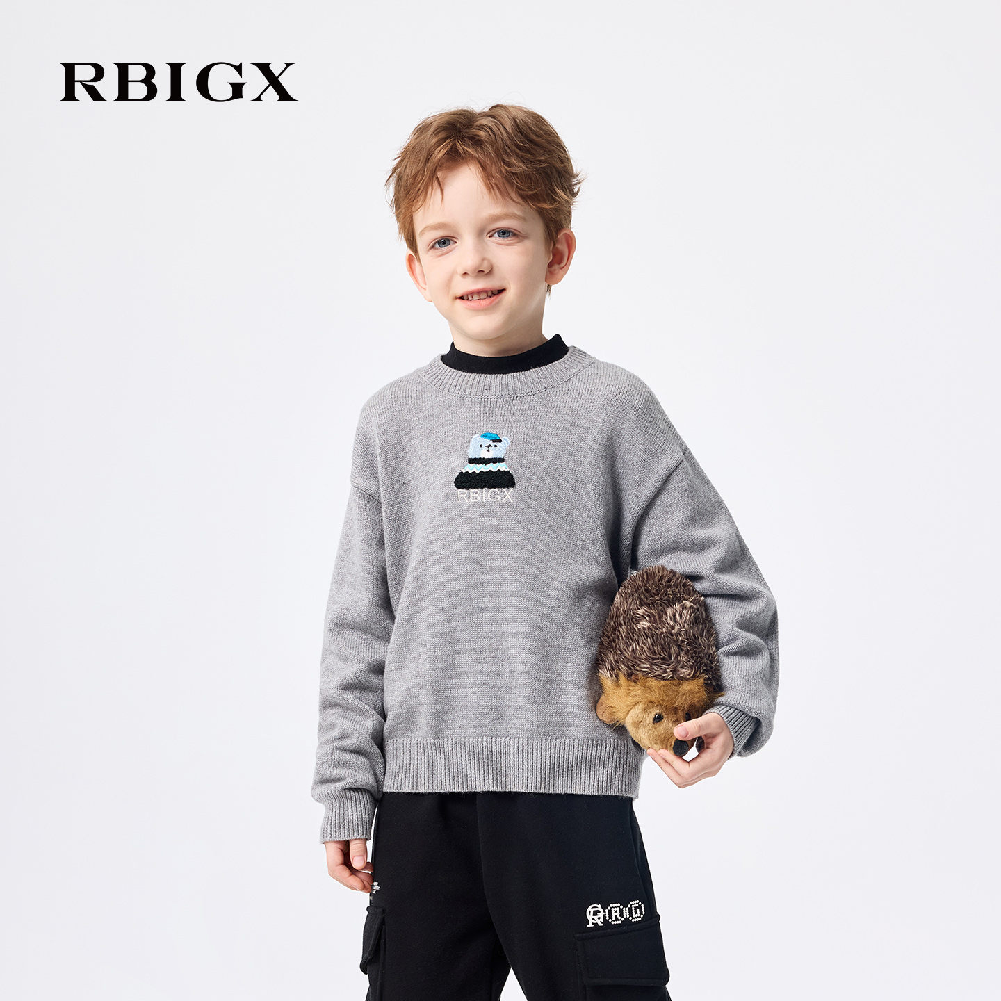 【商场同款】RBIGX瑞比克童装2025冬季新款小熊保暖羊毛针织衫