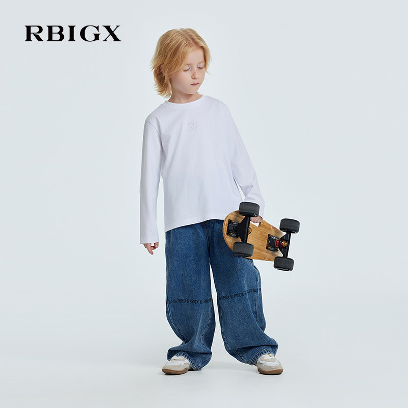 RBIGX瑞比克童装2026春季新款男童潮流百搭休闲设计感长袖t恤
