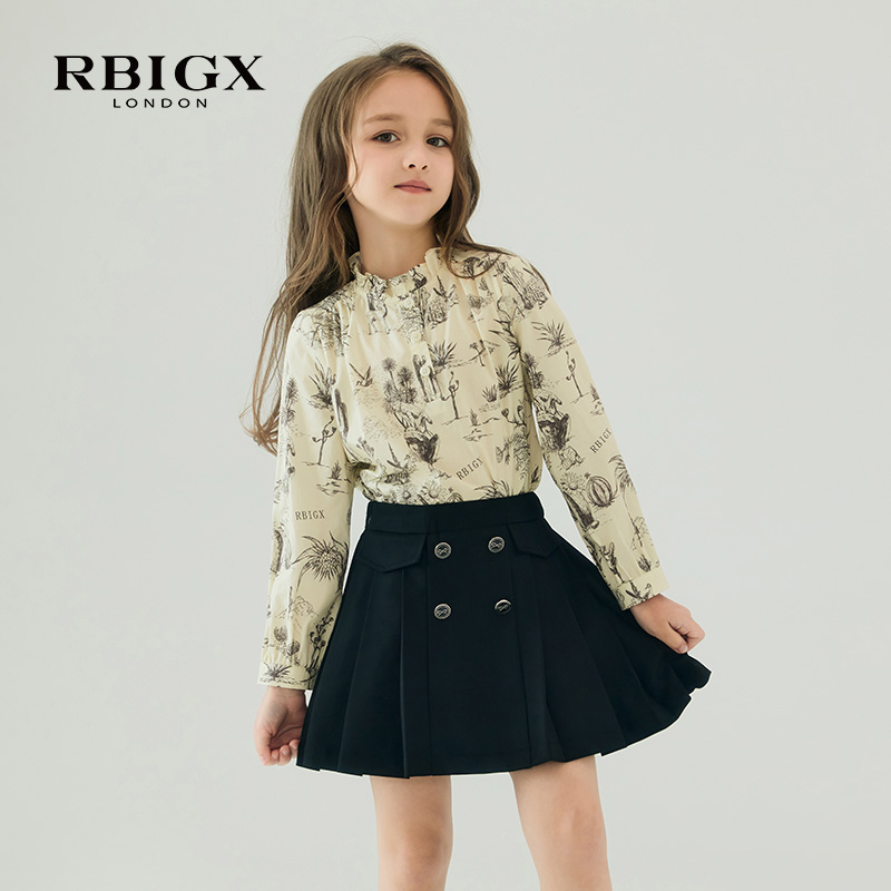 RBIGX瑞比克童装秋季女童优雅休闲设计感潮流洋气花版小衫