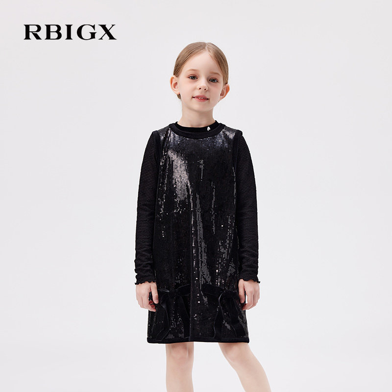 [商场同款]RBIGX瑞比克童装2025秋季新款亮片蝴蝶结公主连衣裙,童装/婴儿装/亲子装,连衣裙,淘宝优惠券,粉丝福利购,淘宝优惠卷