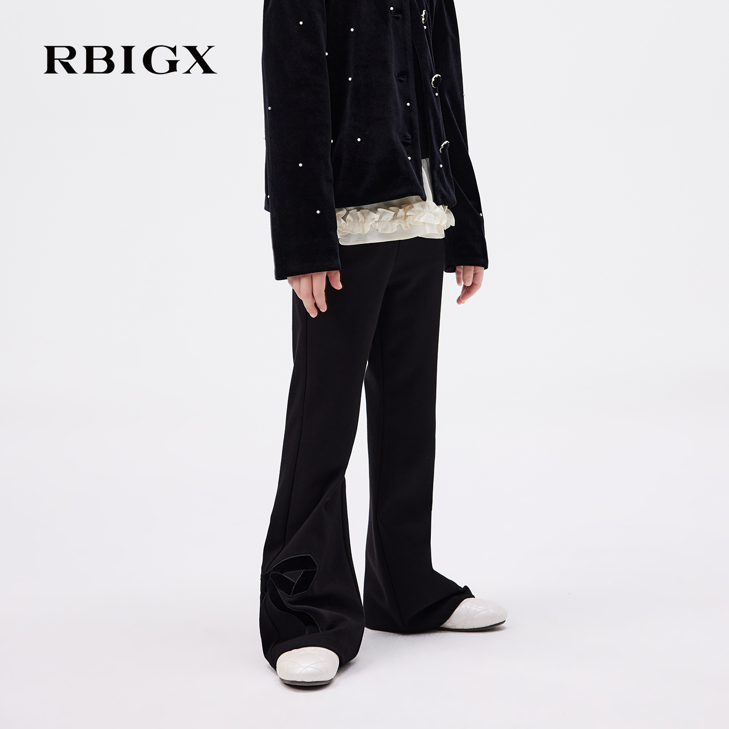 【商场同款】RBIGX瑞比克童装2025秋季新款蝴蝶结甜美弹力喇叭裤