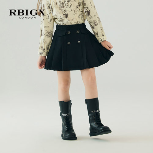 RBIGX瑞比克童装秋季新款百搭潮流设计感休闲优雅百褶半裙