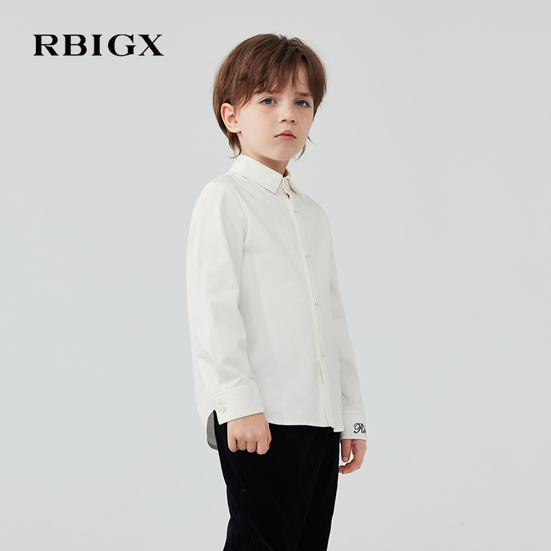 RBIGX瑞比克童装2025冬季新款磨毛休闲礼服设计感帅气长袖衬衫