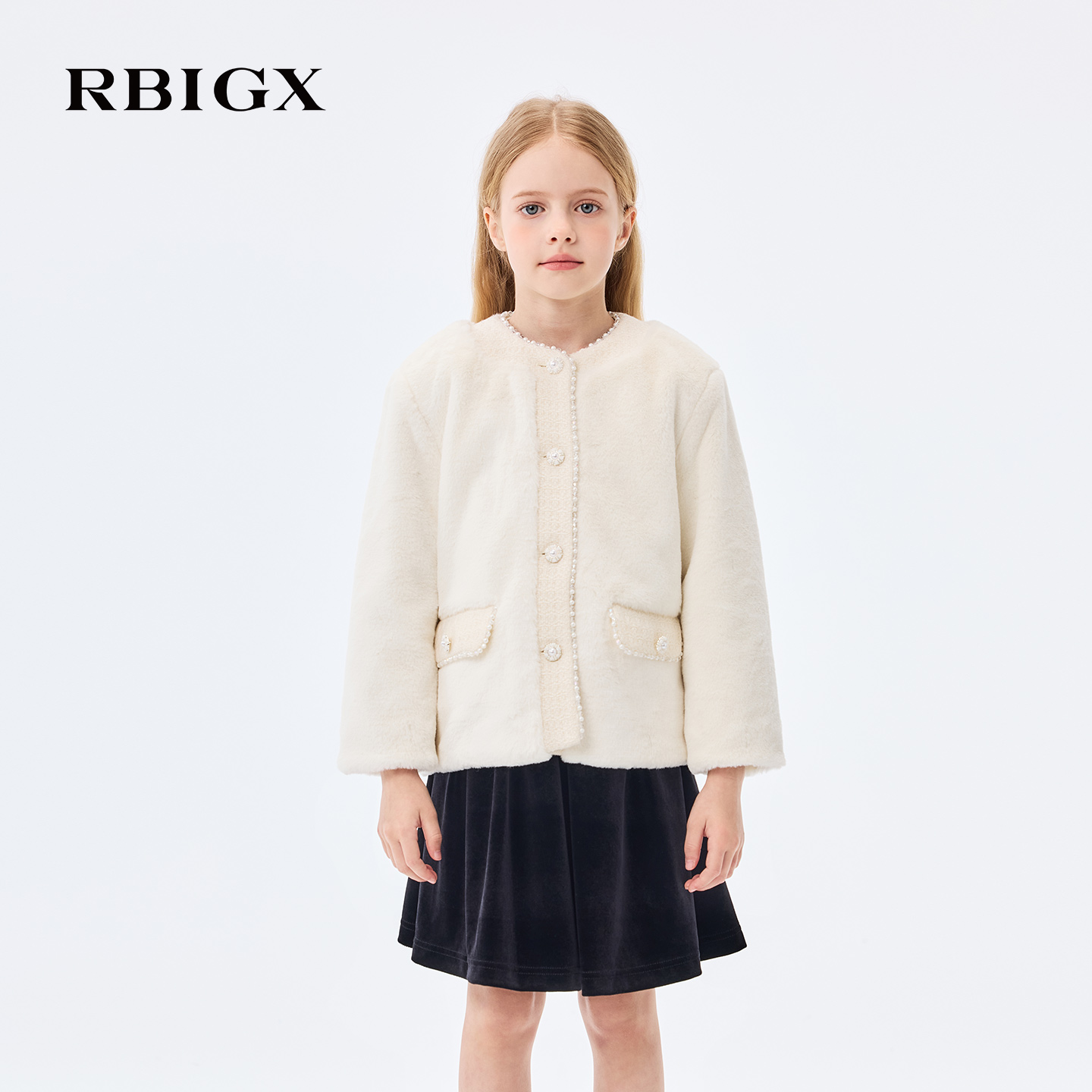 【100%羊毛】RBIGX瑞比克童装2025冬季新款小香风甜美皮草外套