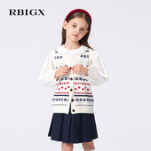 俏皮可爱小草莓提花V领马甲 针织开衫 RBIGX瑞比克童装 秋季