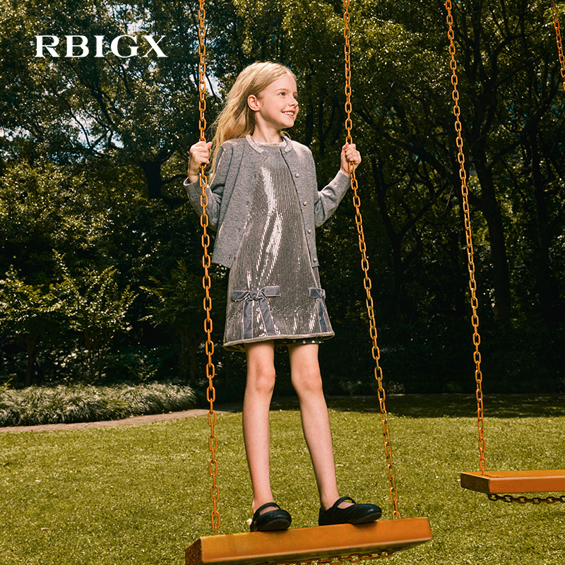 【商场同款】RBIGX瑞比克童装2025秋季新款潮流女童开衫针织衫