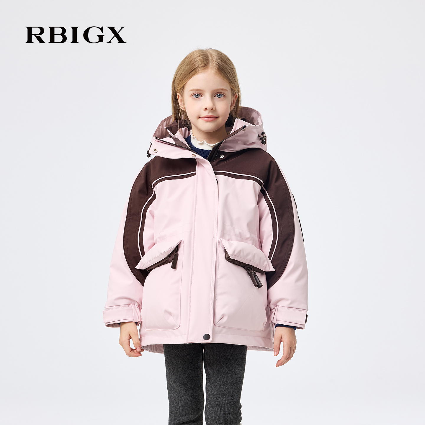 【商场同款】RBIGX瑞比克童装2025冬季新款撞色拼接派克服羽绒服