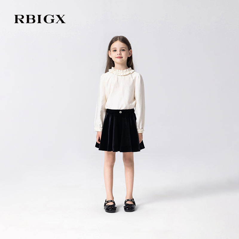 RBIGX瑞比克2025秋季新款丝绒潮流休闲女童俏皮短裙百褶裙子