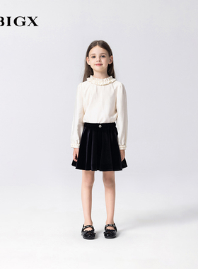 RBIGX瑞比克2025秋季新款丝绒潮流休闲女童俏皮短裙百褶裙子