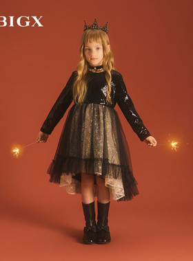 RBIGX瑞比克冬季新款百搭潮流设计感女童礼服珠片连衣裙