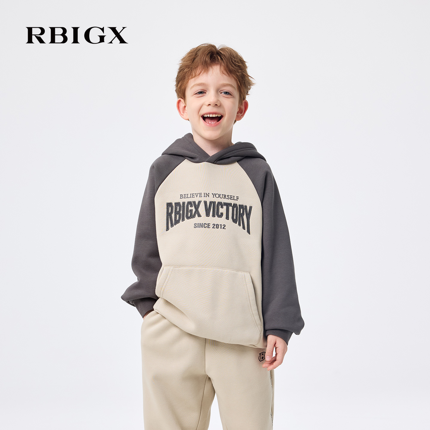 【商场同款】RBIGX瑞比克童装2025冬季连帽插肩袖帅气百搭卫衣