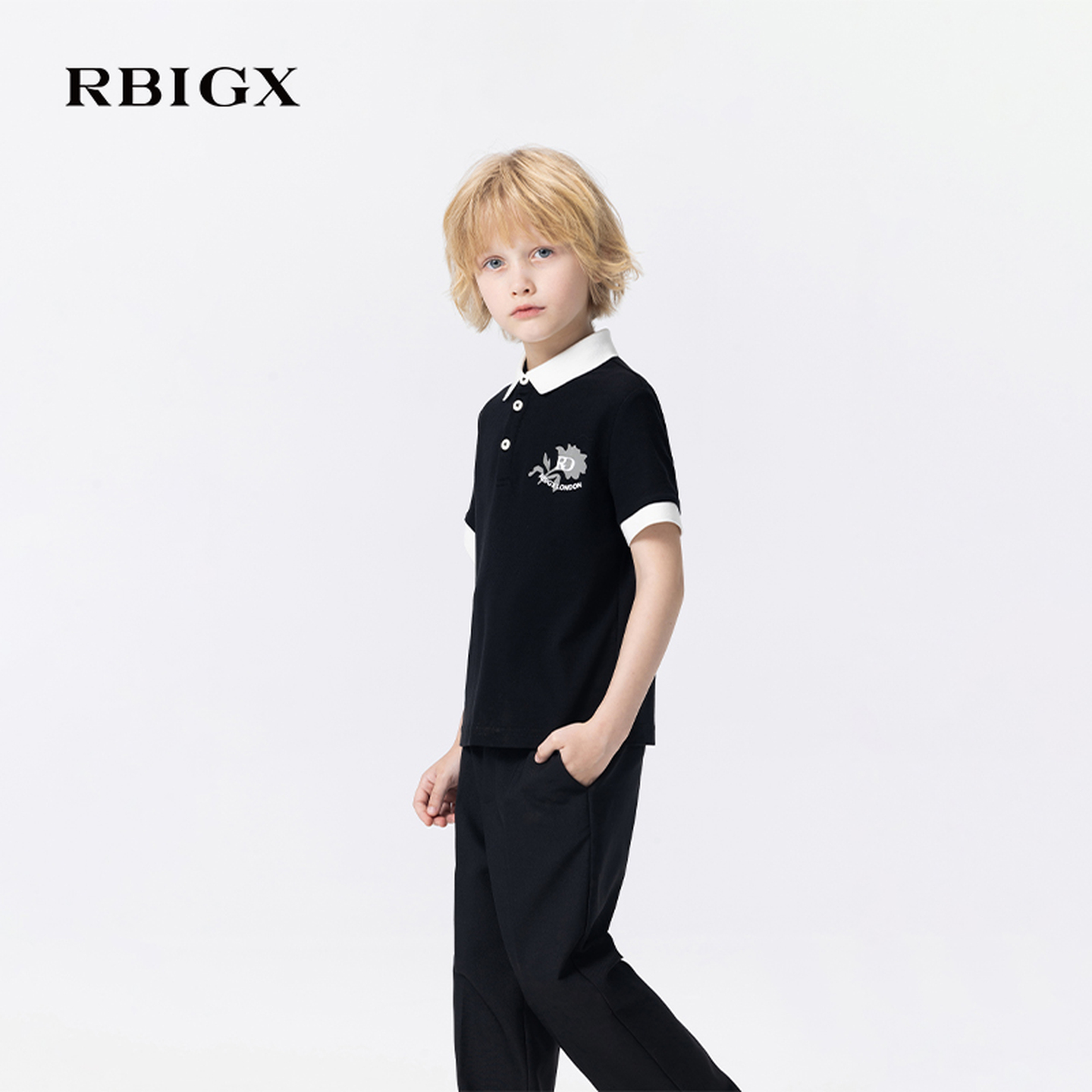 RBIGX瑞比克童装2025秋季新款撞色领儿童polo衫短袖t恤