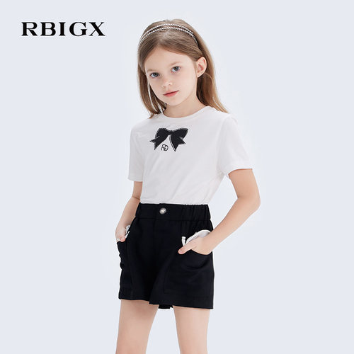 RBIGX瑞比克童装夏季新款百搭甜美可爱烫钻女童短袖t恤