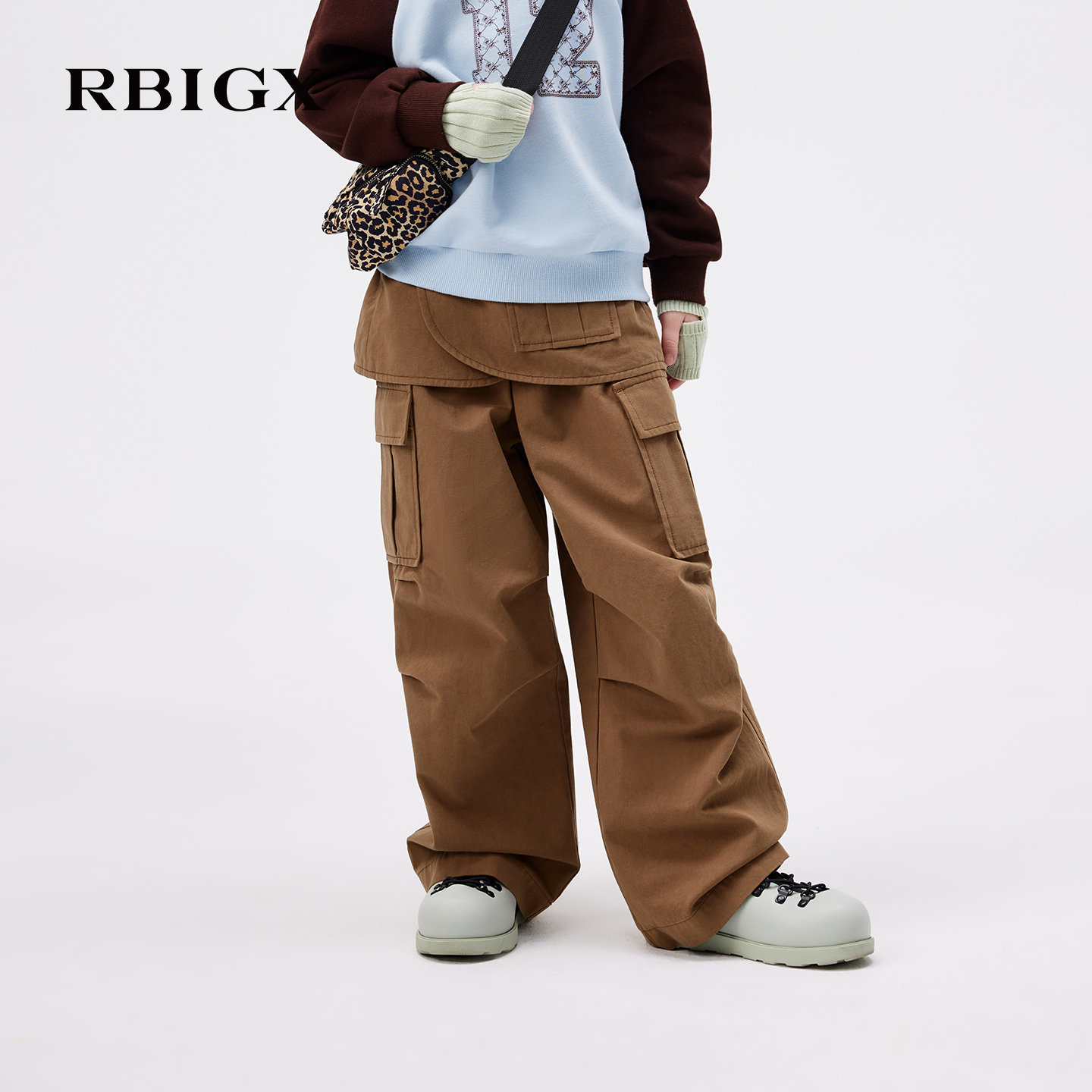 RBIGX瑞比克童装秋季新款工装风多口袋屁帘设计女童阔腿裤直筒裤