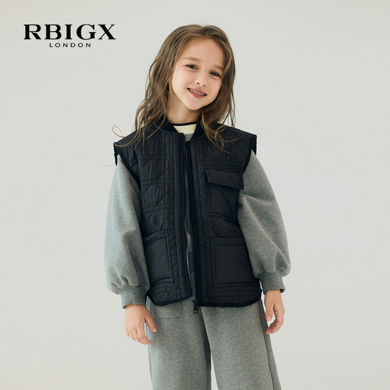 RBIGX瑞比克童装秋季新款潮流保暖复古韩版绗线棉服马甲