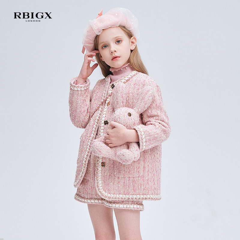RBIGX瑞比克童装冬季百搭潮流甜美休闲淑女毛呢粉色小香风外套,童装/婴儿装/亲子装,普通外套,淘宝优惠券,粉丝福利购,淘宝优惠卷