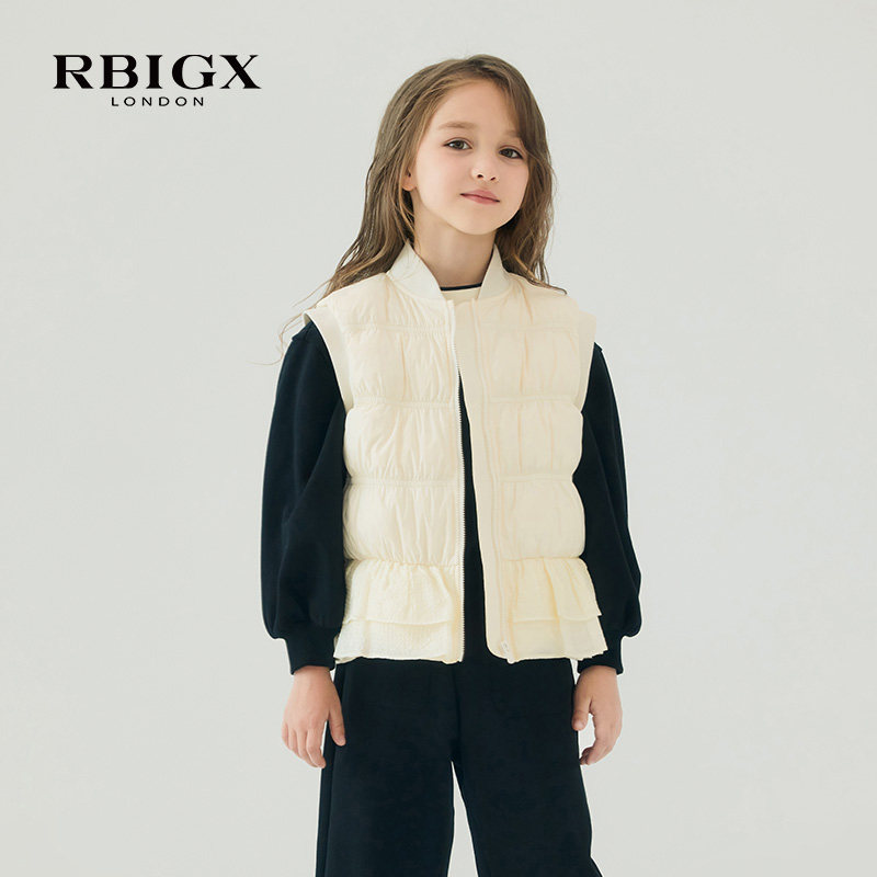 RBIGX瑞比克童装秋冬新款百搭潮流女童荷叶边摆设计感羽绒马甲,童装/婴儿装/亲子装,羽绒马甲,淘宝优惠券,粉丝福利购,淘宝优惠卷