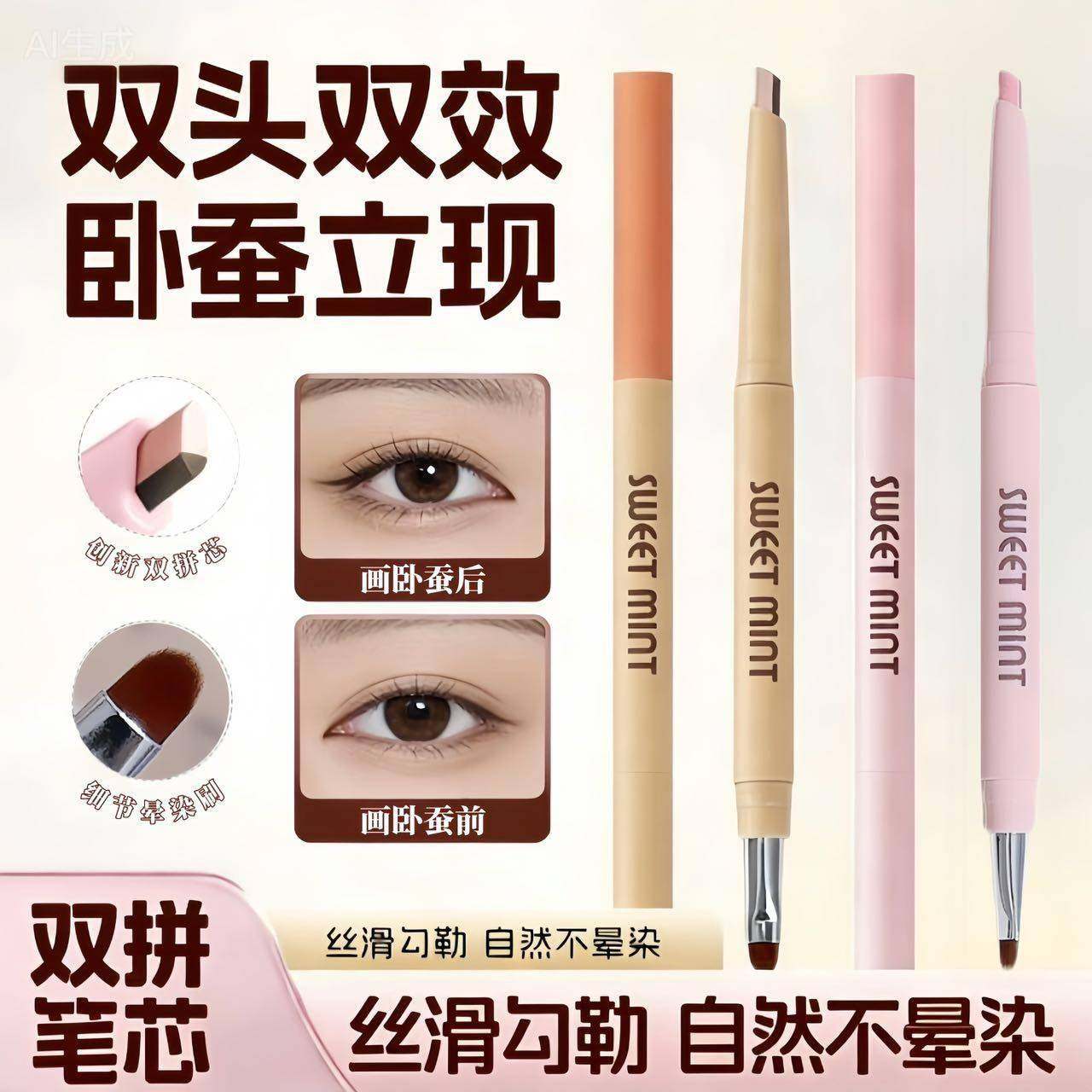 【适合新手】3d卧蚕笔双色双拼立体阴影提亮二合一妈生感同款,彩妆/香水/美妆工具,卧蚕笔,淘宝优惠券,粉丝福利购,淘宝优惠卷
