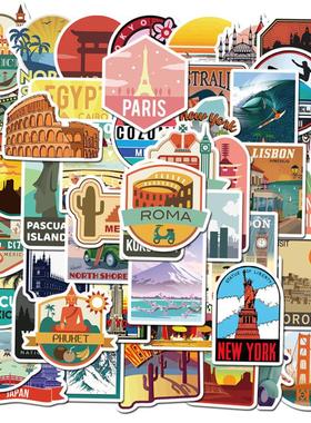 50PCS New Global Travel City Landscape Stickers Decal Vinyl