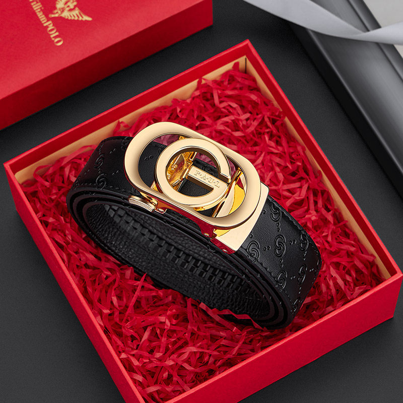 保罗皮带男士真皮自动扣2026新款十大品牌纯牛皮腰带时尚休闲裤带