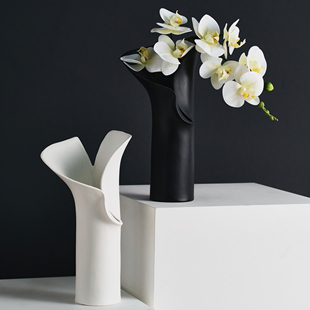 寂器 大口径陶瓷花瓶摆件 客厅插花轻奢花瓶高级感宽口花器可水培