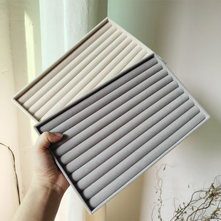 桌面大号绒布抽屉展示盘戒指耳钉珍珠项链收纳盒首饰品拍照道具