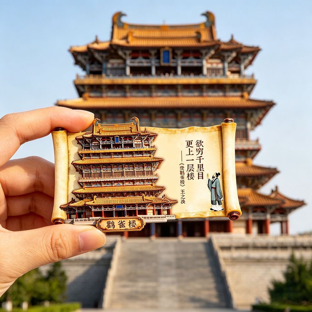 冰箱贴四大名楼树脂浮雕磁吸冰箱