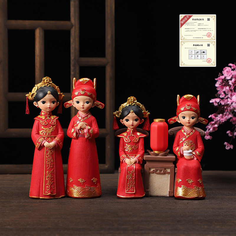 送新娘结婚礼物新年婚庆结婚摆件送新郎新娘中式新婚礼物工艺品婚