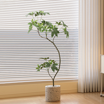 森空间室内客厅角落仿真绿植大叶伞植物装饰摆件奶油风软装大盆栽