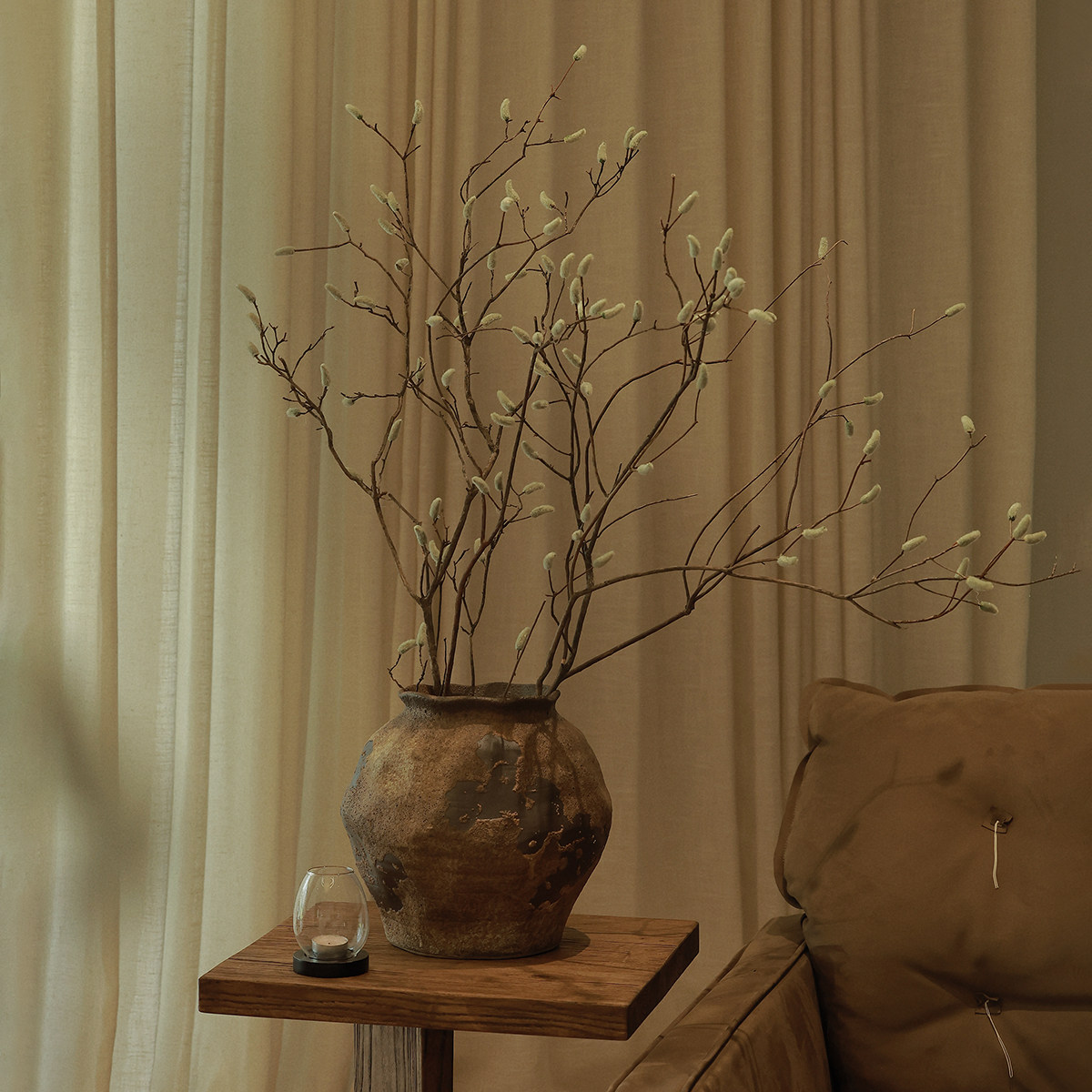 仿真绿植装饰玉兰枝植物假花