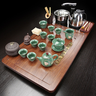 功夫茶具套装电磁炉一体整套轻奢高档大号茶台功夫茶盘组合现代风